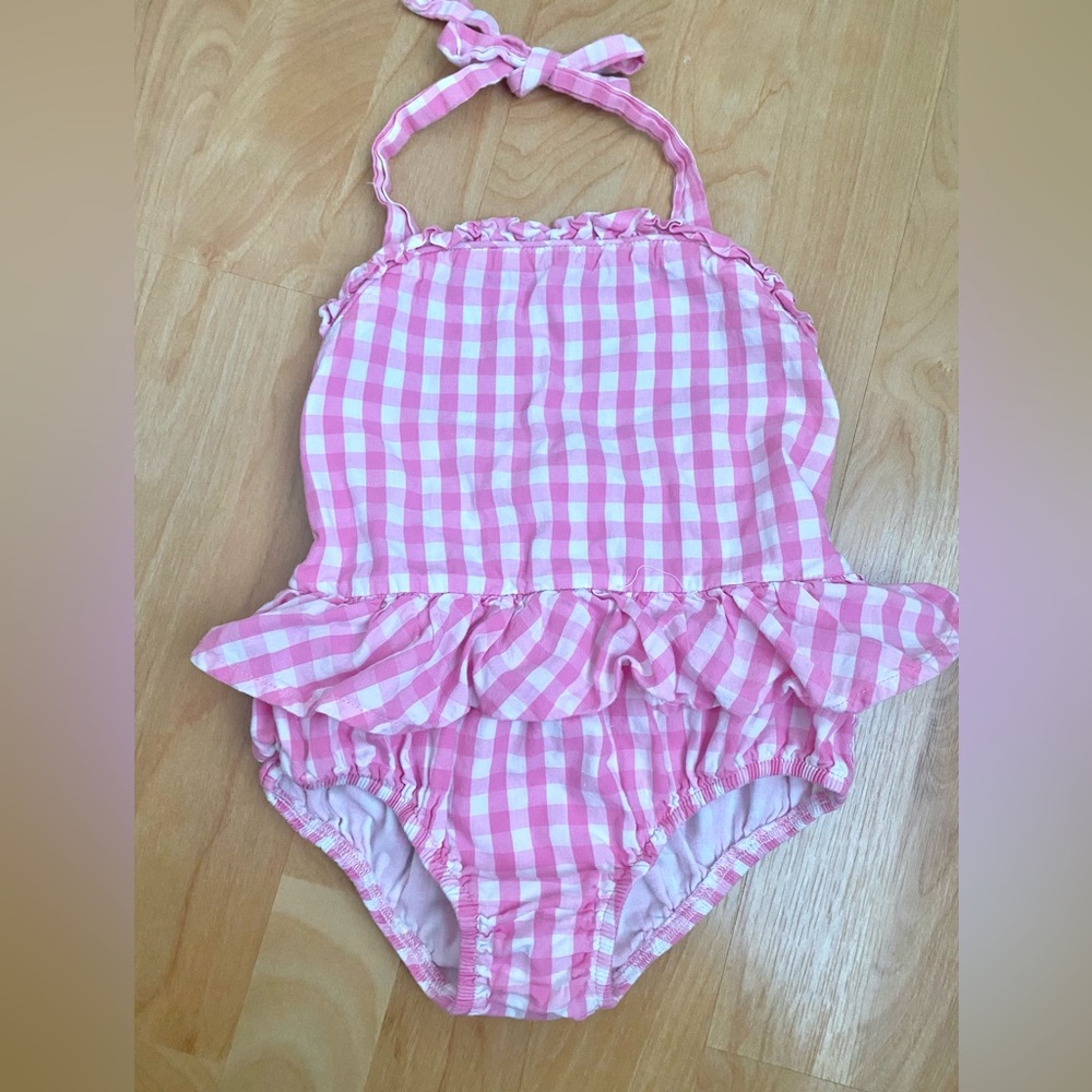 Classic Whimsy Pink Gingham Baby Bubble Outfit